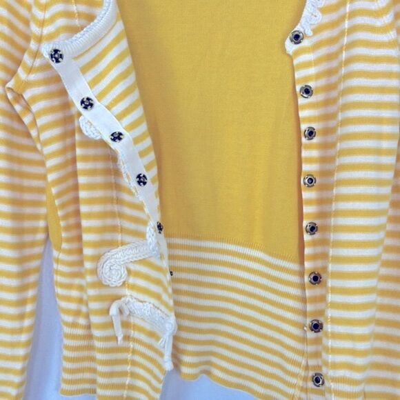 Anthropologie Sparrow Loose Lines Yellow/White Sweater. Size Small - Picture 7 of 13